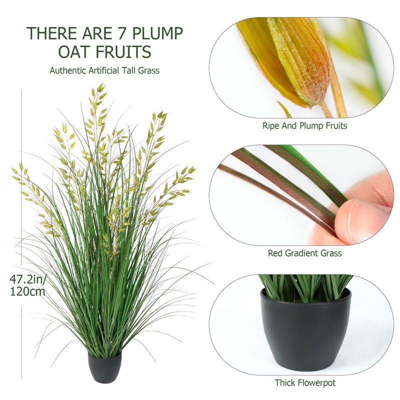 Ttranewsoo Artificial Plants Artificial Wheat Grass Faux Plants Artificial Grass Plant Fake Green Plants Tall Fake Plants Tall Suitable for Indoor Home Decor Outdoor Porch Terrace Decorï¼ˆ47In 1PCS - Image 2