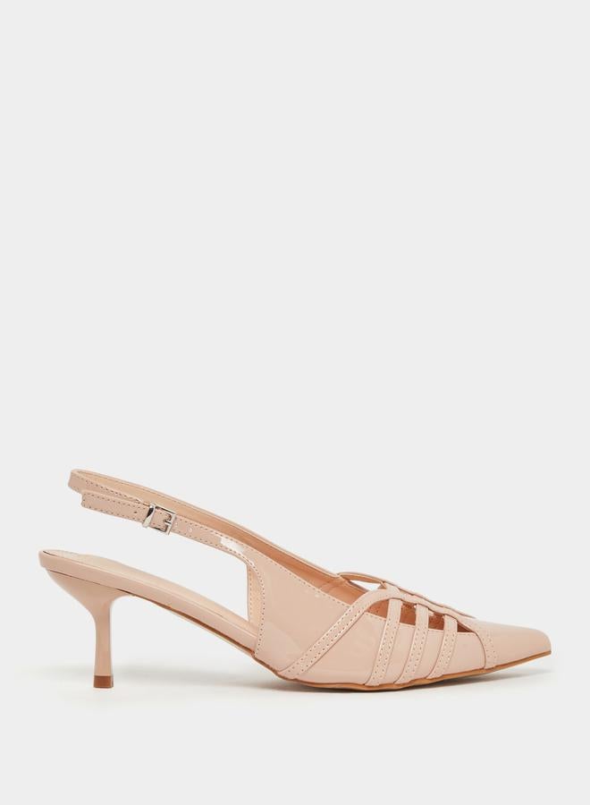 Styli Slingback Pointed Toe Stiletto Heel Shoes  - Image 1