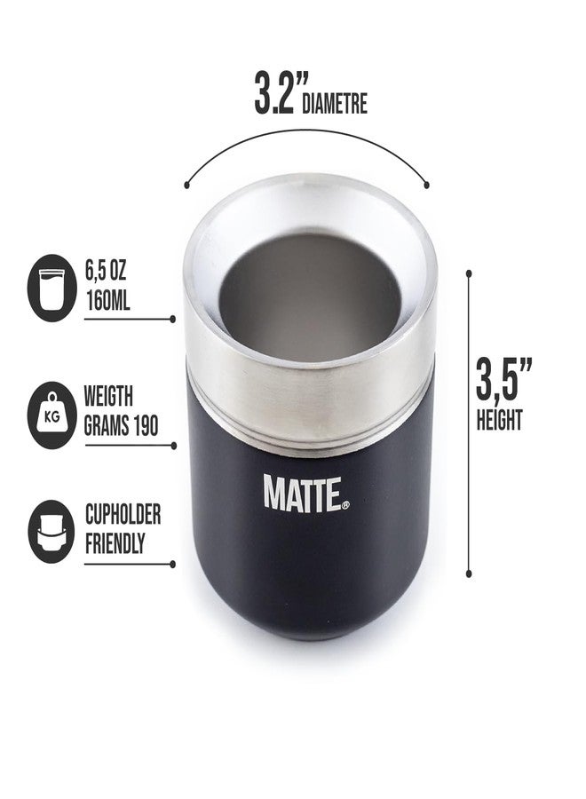 Matte 6.5 oz Yerba Mate Gourd and Bombilla Set - Includes DS Pro Box - BPA Free Yerba Mate Set Kit with Mate Straw, Elegant Design, Non-Slip Base (Black) - Image 2