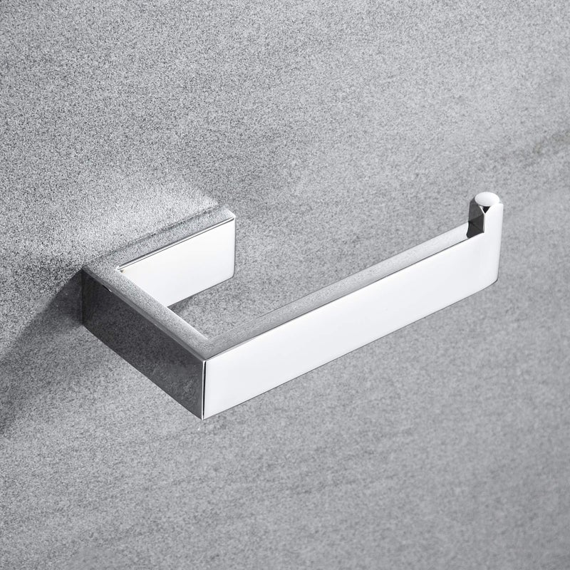 JunSun Rectangular Toilet Paper Holder Stainless Steel Contemporary Tissue Holder Mirror Polished Modern Paper Towel Roll Holder Toilet Roll Holder Bathroom Accessories Wall Mounted Polished Chrome - Image 2