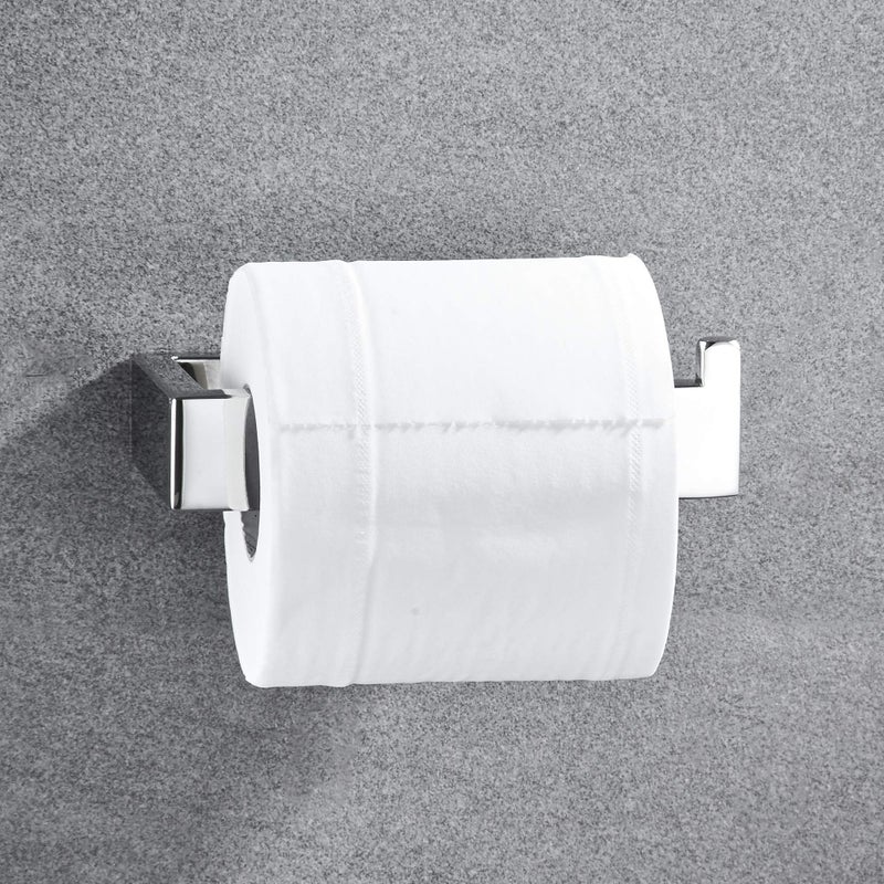 JunSun Rectangular Toilet Paper Holder Stainless Steel Contemporary Tissue Holder Mirror Polished Modern Paper Towel Roll Holder Toilet Roll Holder Bathroom Accessories Wall Mounted Polished Chrome - Image 5