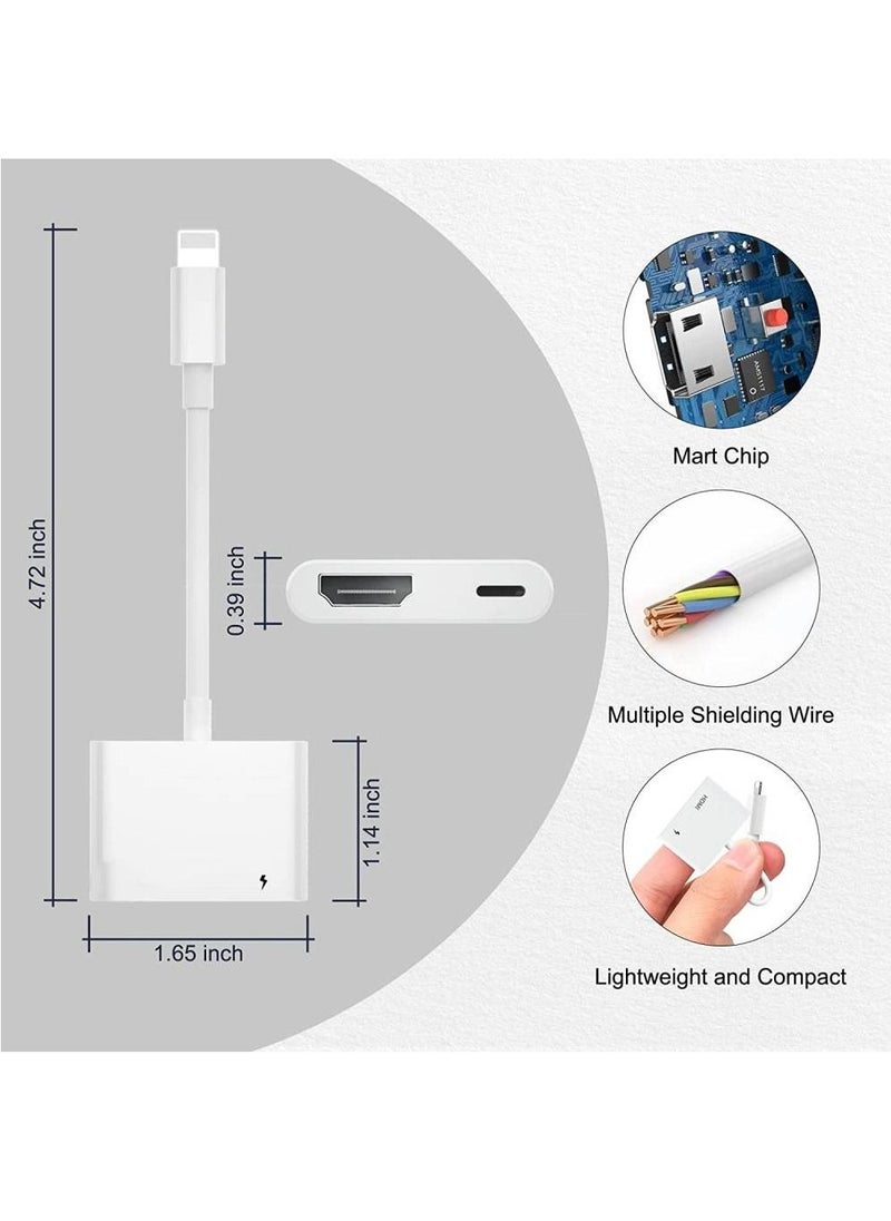 GENNEXT - Adapter for iPhone, Sync Screen Converter, 1080P Digital AV Adapter with Charing Port,Compatible with iPhone 13/12/11/X/8/7/ iPad/ iPod to HD TV/Monitor/Projector. [No Need Power] - Image 1
