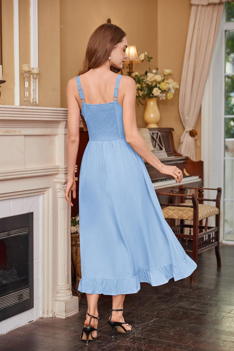Scarlet Darkness Corset Dress Medieval Renaissance Costume Women Victorian Milkmaid Sundress Blue L - Image 3