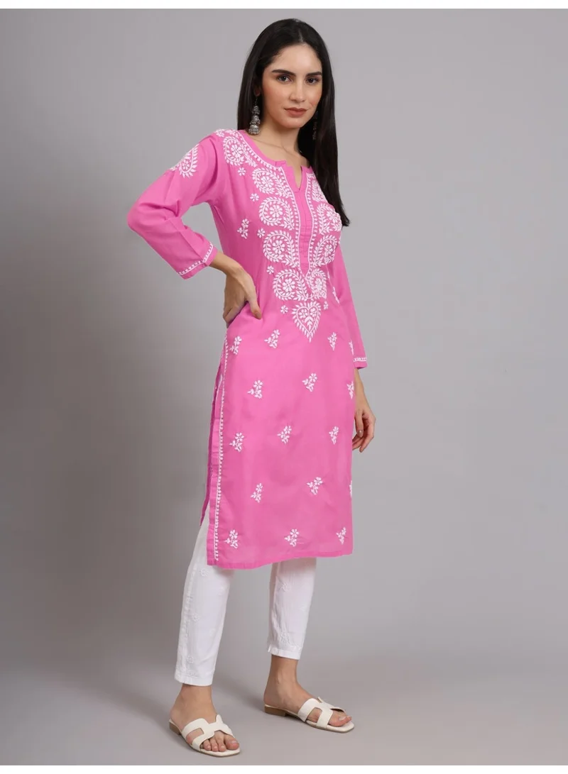 Alaya Darkpink Women Chikankari Hand Embroidered Cotton Kurta -AL3997 for Women | Best Price UAE