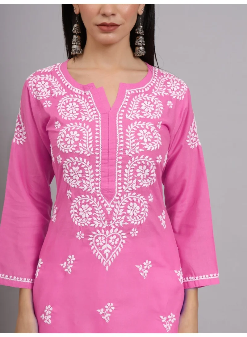 Alaya Darkpink Women Chikankari Hand Embroidered Cotton Kurta -AL3997 for Women | Best Price UAE