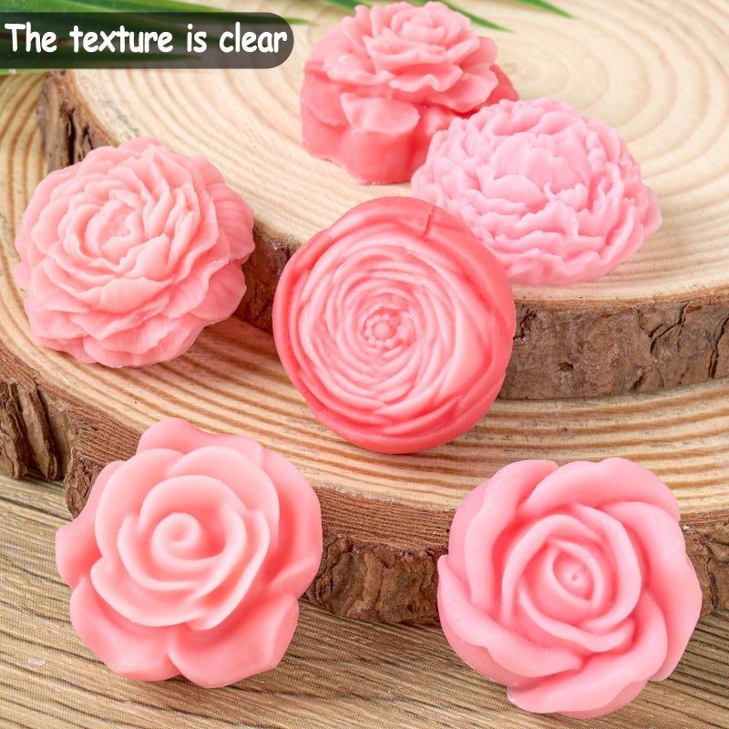 Dacies Flower Molds Silicone Candle Molds for Candle Making 7 Cavity Rose Peony Chocolate Mold 3D Flower Candle Soap Silicone Wax Melt Mold Floral Epoxy Resin Casting Valentines Day Wedding Decor Craft Mould - Image 5