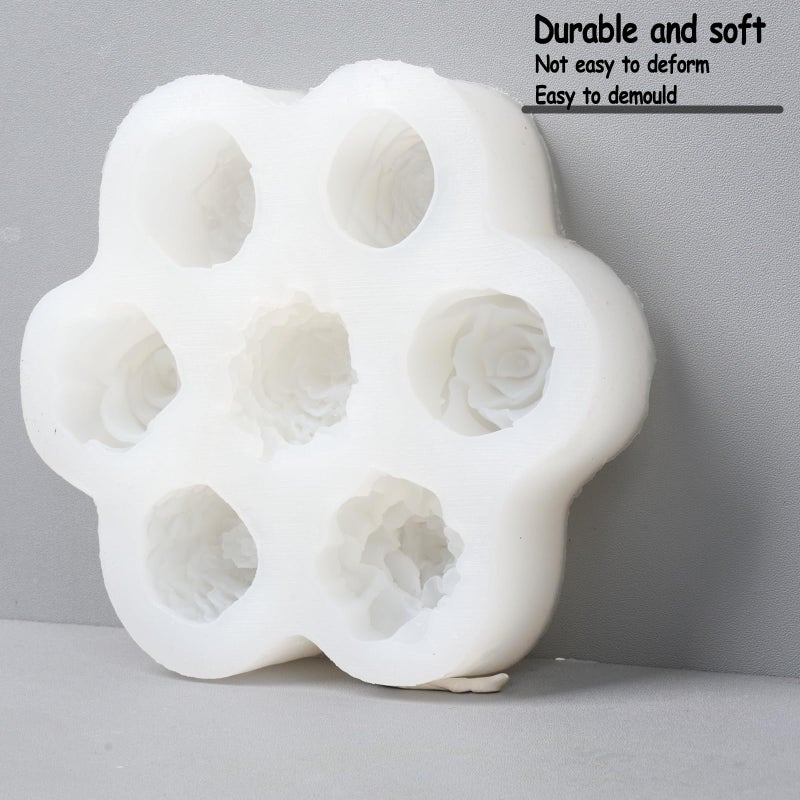 Dacies Flower Molds Silicone Candle Molds for Candle Making 7 Cavity Rose Peony Chocolate Mold 3D Flower Candle Soap Silicone Wax Melt Mold Floral Epoxy Resin Casting Valentines Day Wedding Decor Craft Mould - Image 4
