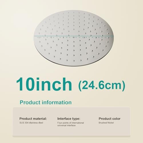 AULEEND All Metal Rain Shower Head Heavy Duty Stainless Steel Easy Install High Water Flow UltraThin Modern Design for Bathroom Brushed Nickel 10BNW0088 - Image 3