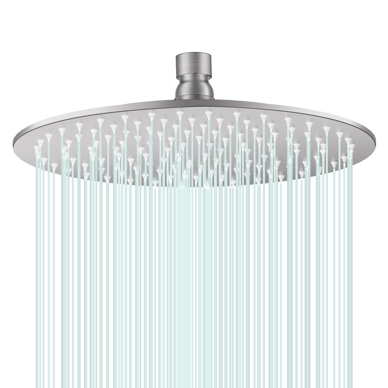 AULEEND All Metal Rain Shower Head Heavy Duty Stainless Steel Easy Install High Water Flow UltraThin Modern Design for Bathroom Brushed Nickel 10BNW0088 - Image 2