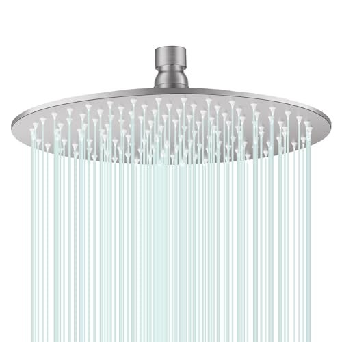 AULEEND All Metal Rain Shower Head Heavy Duty Stainless Steel Easy Install High Water Flow UltraThin Modern Design for Bathroom Brushed Nickel 10BNW0088 - Image 1