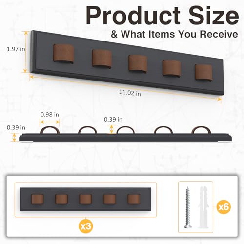 Durmmur 3 Pack Sunglass Organizer, Wall Mounted Sunglasses Organizer, Wooden Glasses Holder Sunglass Holder, Sunglasses Rack for Hanging Your Multiple Eyeglasses, for Wall, Home Decor(Dark Grey) - Image 2