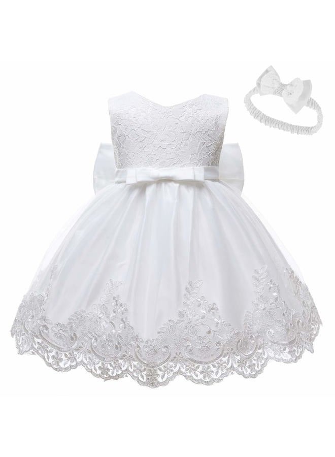 LZH Girl's Princess Flower Dress for Birthday Wedding Party - White - Image 4