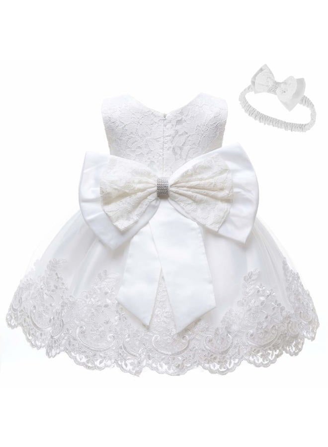 LZH Girl's Princess Flower Dress for Birthday Wedding Party - White - Image 1