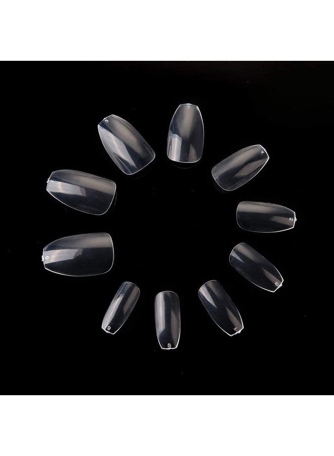 Belicia 100Pcs Short Coffin Nails Ballerina Nail Tips Full Cover Gel False Nails 10 Sizes (Clear) - Image 2