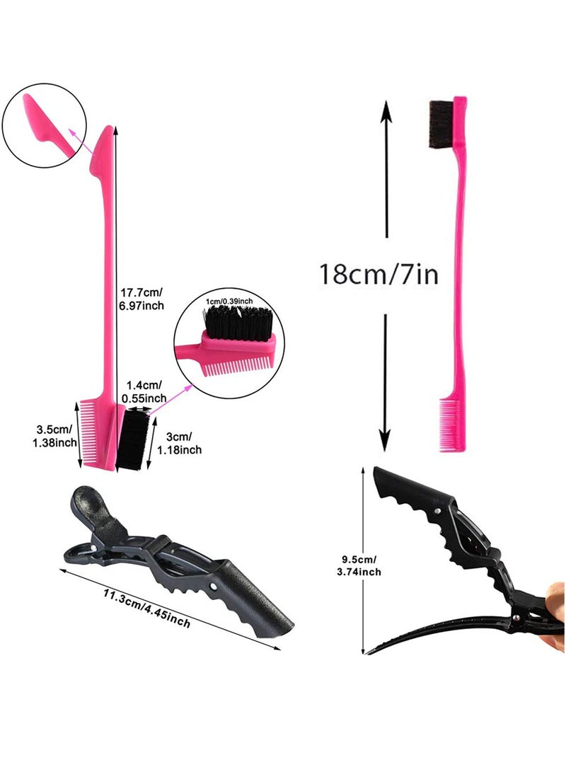 Excefore Detangling Brush Set, 9-Row Cushion Nylon Styling Brushes+Detangler Brush with 2 different Edge Brush Double Sided + 5 Hair Clips for Shaping and Defining Curls-Blow-Drying - Image 3