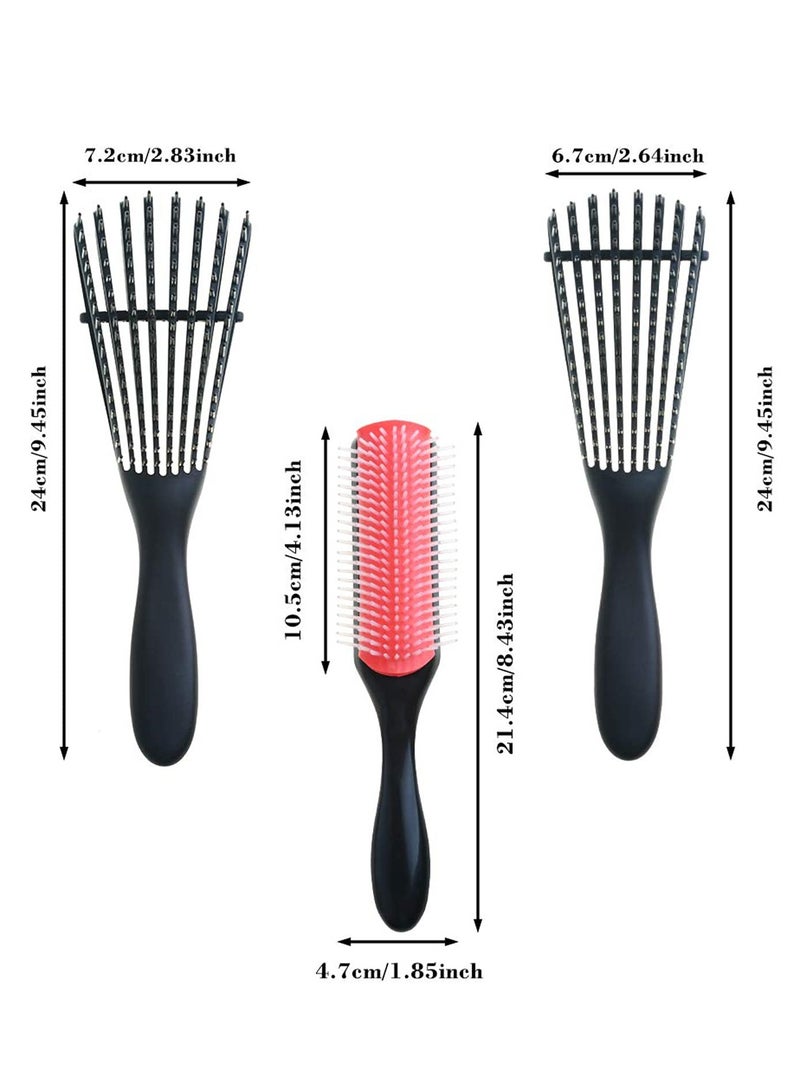 Excefore Detangling Brush Set, 9-Row Cushion Nylon Styling Brushes+Detangler Brush with 2 different Edge Brush Double Sided + 5 Hair Clips for Shaping and Defining Curls-Blow-Drying - Image 4