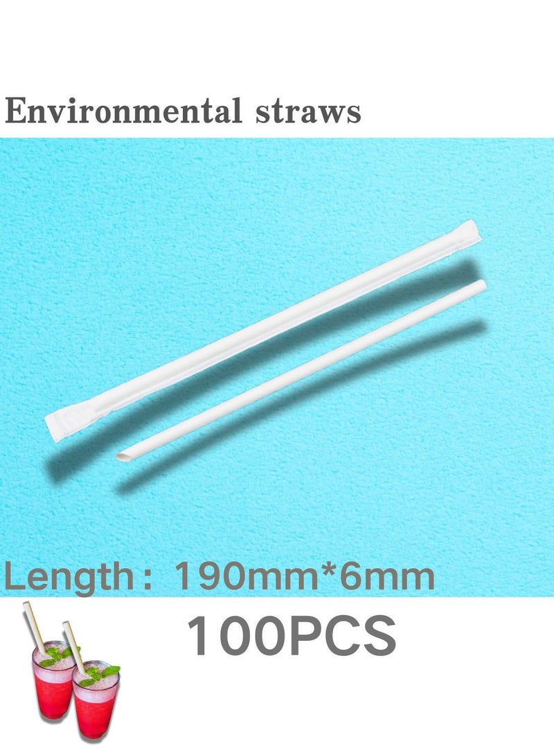 HILUKE Disposable Paper Wrapped Straws White 100PCS - Image 1
