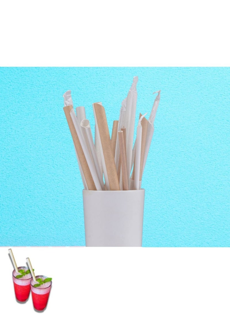 HILUKE Disposable Paper Wrapped Straws White 100PCS - Image 4