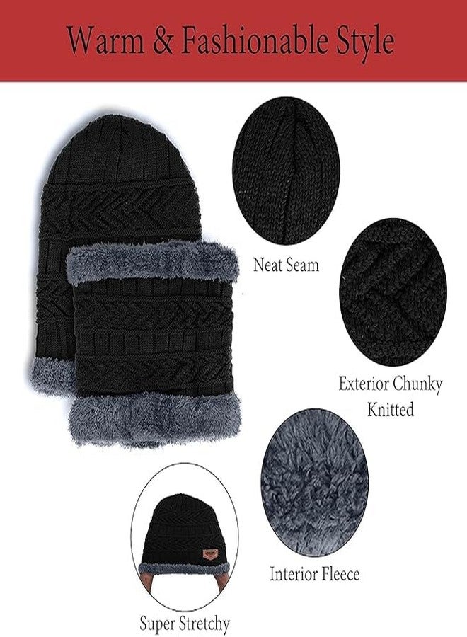 HB PLUS Beanie Cap| Woolen Toppa |& Muffler for Mens & Women – Winter Cap| for Men – Men’s with Neck Warmer| Winter Muffler| for Women – Soft Woolen Muffler & Cap for Men & Women| (IN, Numeric, 2, Black) - Image 2