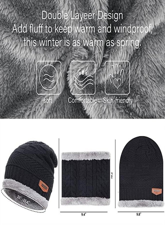 HB PLUS Beanie Cap| Woolen Toppa |& Muffler for Mens & Women – Winter Cap| for Men – Men’s with Neck Warmer| Winter Muffler| for Women – Soft Woolen Muffler & Cap for Men & Women| (IN, Numeric, 2, Black) - Image 4