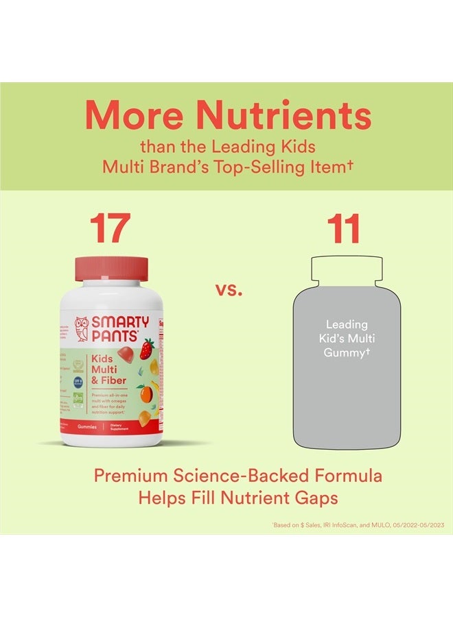 SmartyPants Kids Multivitamin Gummies and Fiber Supplement: Omega 3 Fish Oil (EPA/DHA), Vitamin D3, C, Vitamin B12, B6, Vitamin A, Zinc, Fiber Gummies, Three Fruit Flavors, 120 Count (30 Day Supply) - Image 4