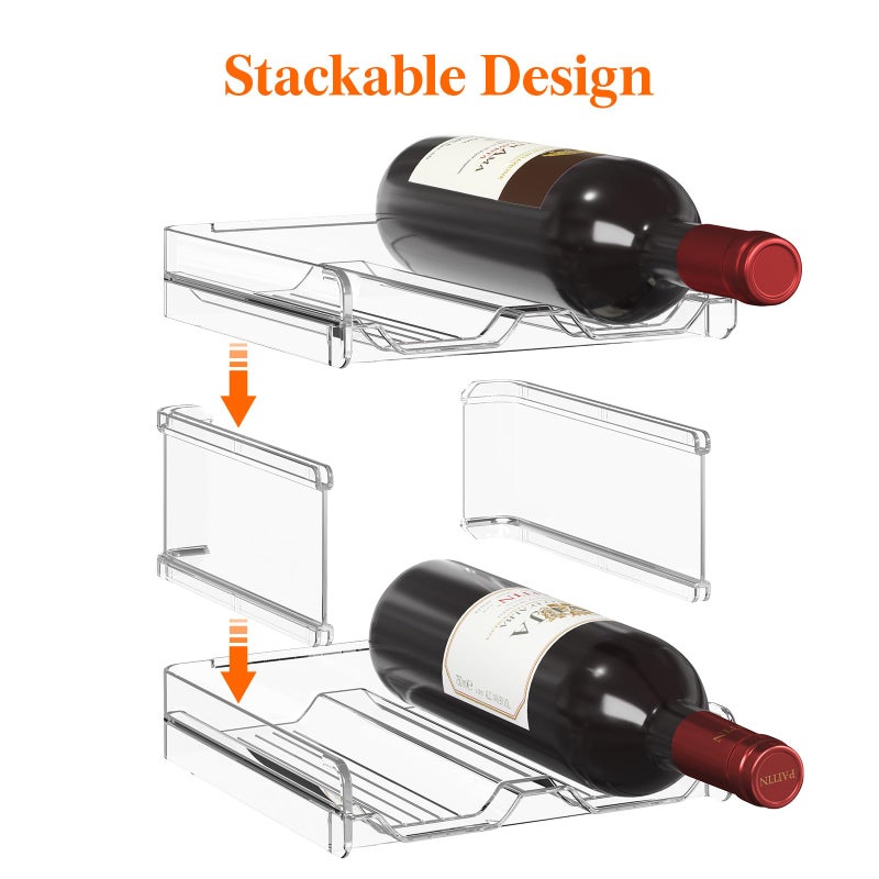 Lifewit Plastic Stackable Wine Rack for Refrigerator, Cabinet, Countertop,Wine Bottle Holder, Water Bottle Organizer for Fridge, Pantry, Hold 4 Bottles - Image 2