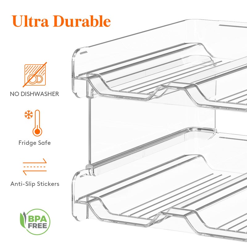 Lifewit Plastic Stackable Wine Rack for Refrigerator, Cabinet, Countertop,Wine Bottle Holder, Water Bottle Organizer for Fridge, Pantry, Hold 4 Bottles - Image 3