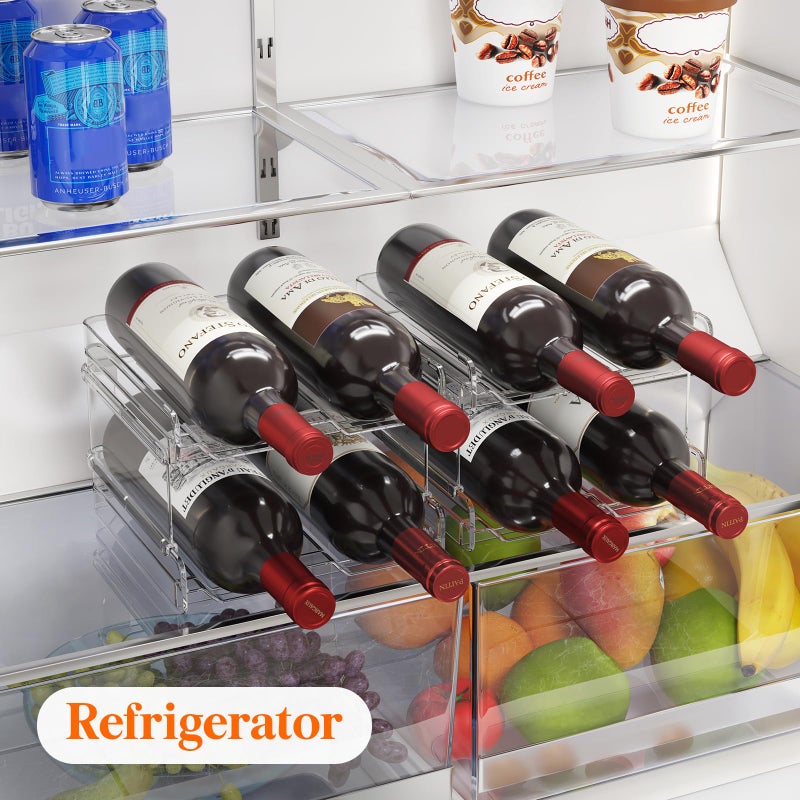 Lifewit Plastic Stackable Wine Rack for Refrigerator, Cabinet, Countertop,Wine Bottle Holder, Water Bottle Organizer for Fridge, Pantry, Hold 4 Bottles - Image 5