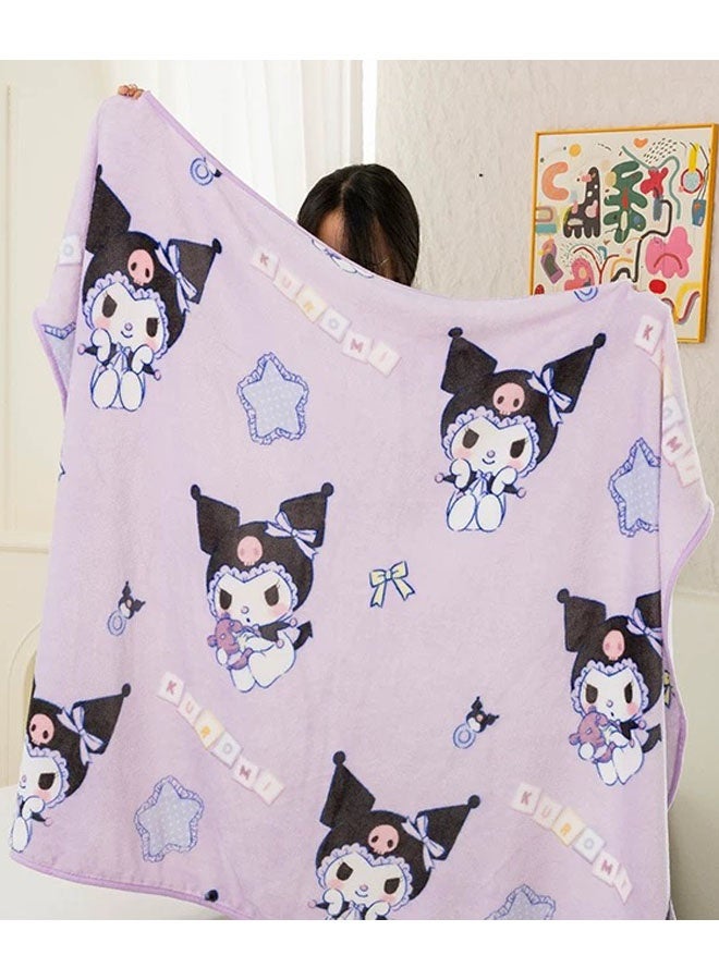 Sanrio Kuromi cartoon pattern double-sided milk plush blanket kindergarten nap blanket multi-functional blanket (size: 100cmX150cm) - Image 1