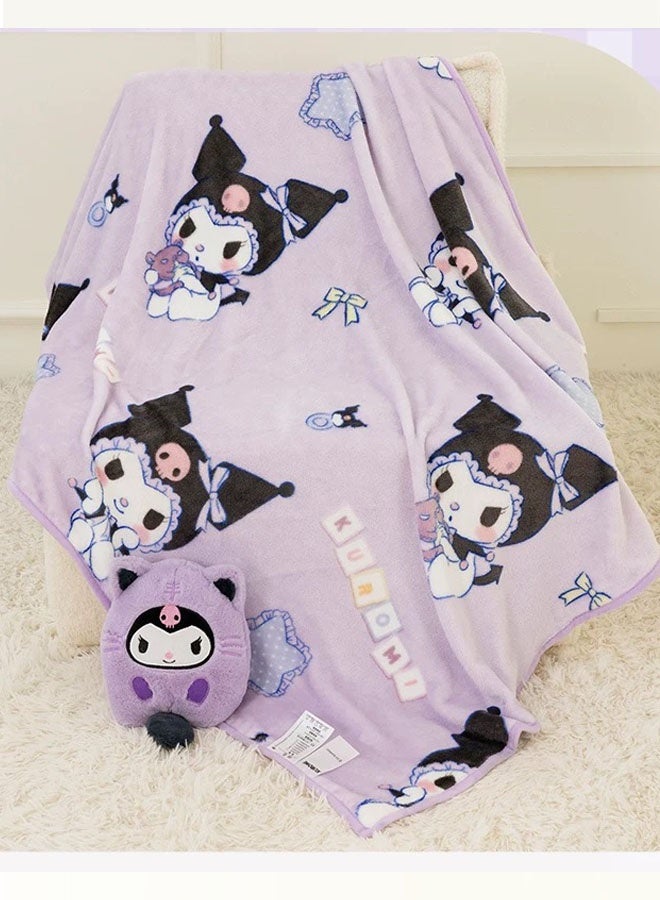 Sanrio Kuromi cartoon pattern double-sided milk plush blanket kindergarten nap blanket multi-functional blanket (size: 100cmX150cm) - Image 4