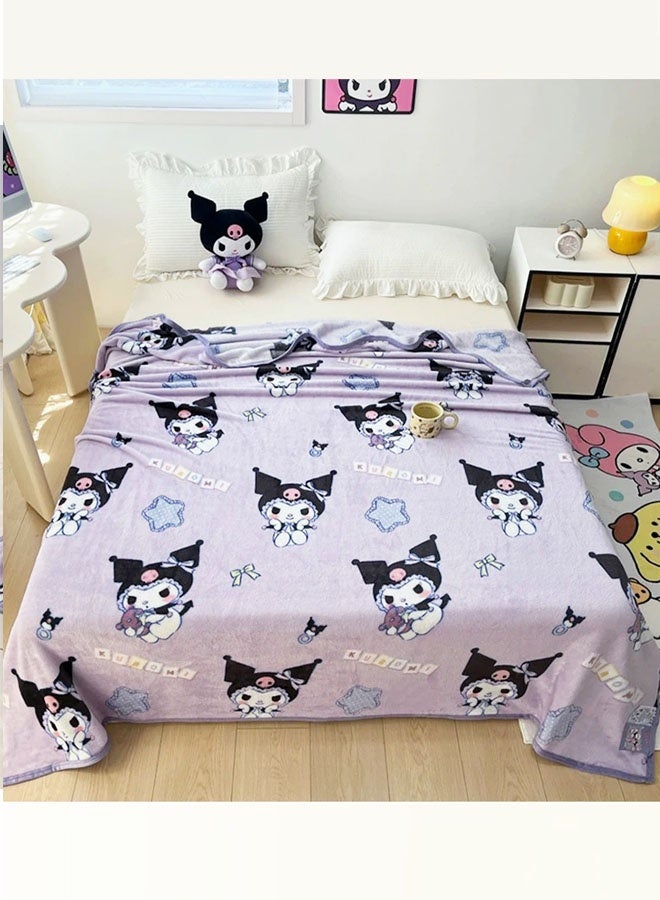Sanrio Kuromi cartoon pattern double-sided milk plush blanket kindergarten nap blanket multi-functional blanket (size: 100cmX150cm) - Image 5