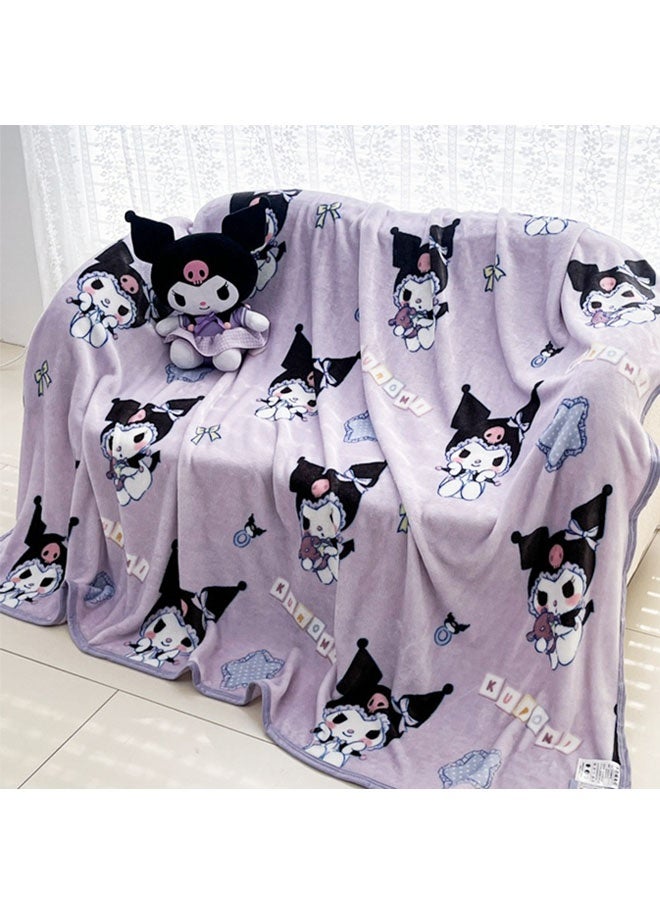 Sanrio Kuromi cartoon pattern double-sided milk plush blanket kindergarten nap blanket multi-functional blanket (size: 100cmX150cm) - Image 2