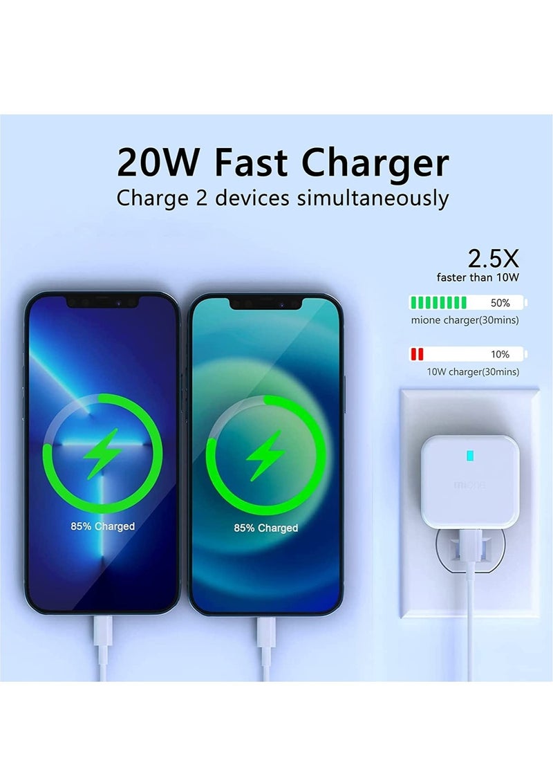 ELTRAZONE 20W USB C Charger Block, 2-Ports [USB-C + USB] Charging Station, QC PD3.0 GaN Fast Charging Block, Type C Power Adapter for iPad Pro/iPhone/Samsung Note/Galaxy (With Cable)  - Image 2