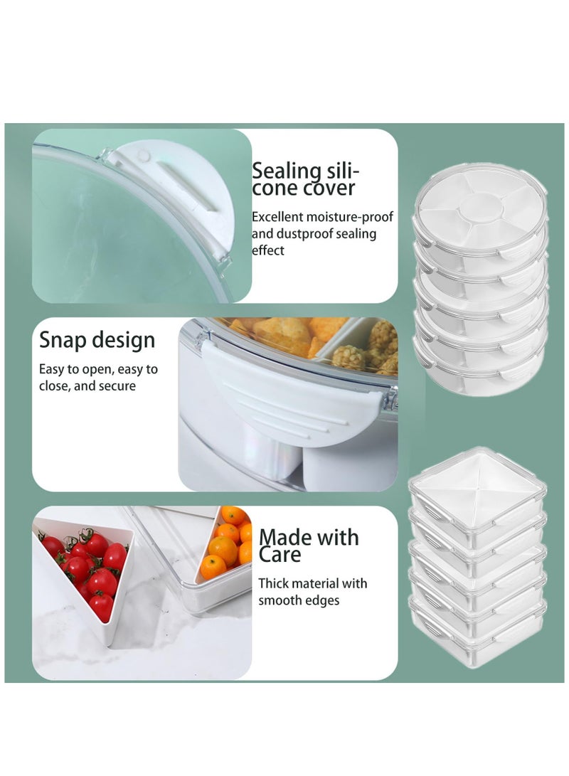SOLARAE Veggie Tray with Lid-Divided Serving Tray with 6 Compartments, Reusable Food Storage Containers for Party Serving Platter, Fruit Vegetable Snack Tray Container, Nut, Desserts, Fridge Organizer - Image 5