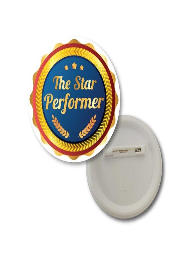 D2C Star Performer Badge - 58MM Round Pin Back Button - Perfect for Office, Schools, Events, and Student Recognition Awards D1 5 Qty - Image 1