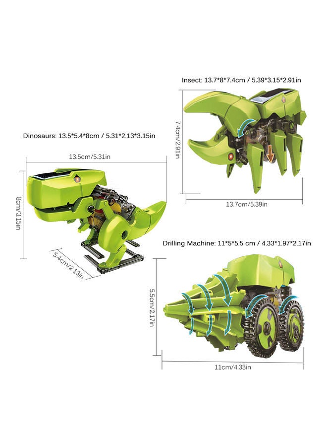 3 -In-1 Solar Robot DIY Solar Science Toy Green - Image 3
