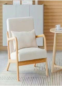 Raffine Multifunction Mid Century Modern Armrest Side Upholstered Accent Chair Cushioned Sofa Chair Retro Chair with Arm for Office Reception Hall Living Room Garden Balcony Yard Poolside 60x73x70 cm  - Image 1