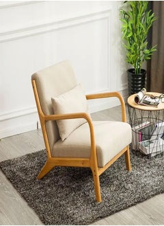 Raffine Multifunction Mid Century Modern Armrest Side Upholstered Accent Chair Cushioned Sofa Chair Retro Chair with Arm for Office Reception Hall Living Room Garden Balcony Yard Poolside 60x73x70 cm  - Image 4