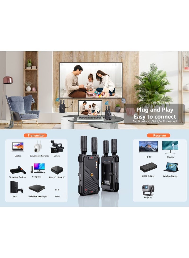 موسع HDMI لاسلكي VRRIIS 400 متر، مجموعة جهاز إرسال واستقبال فيديو عالي الدقة 1080P (1 TX + 2 RX) - Image 4