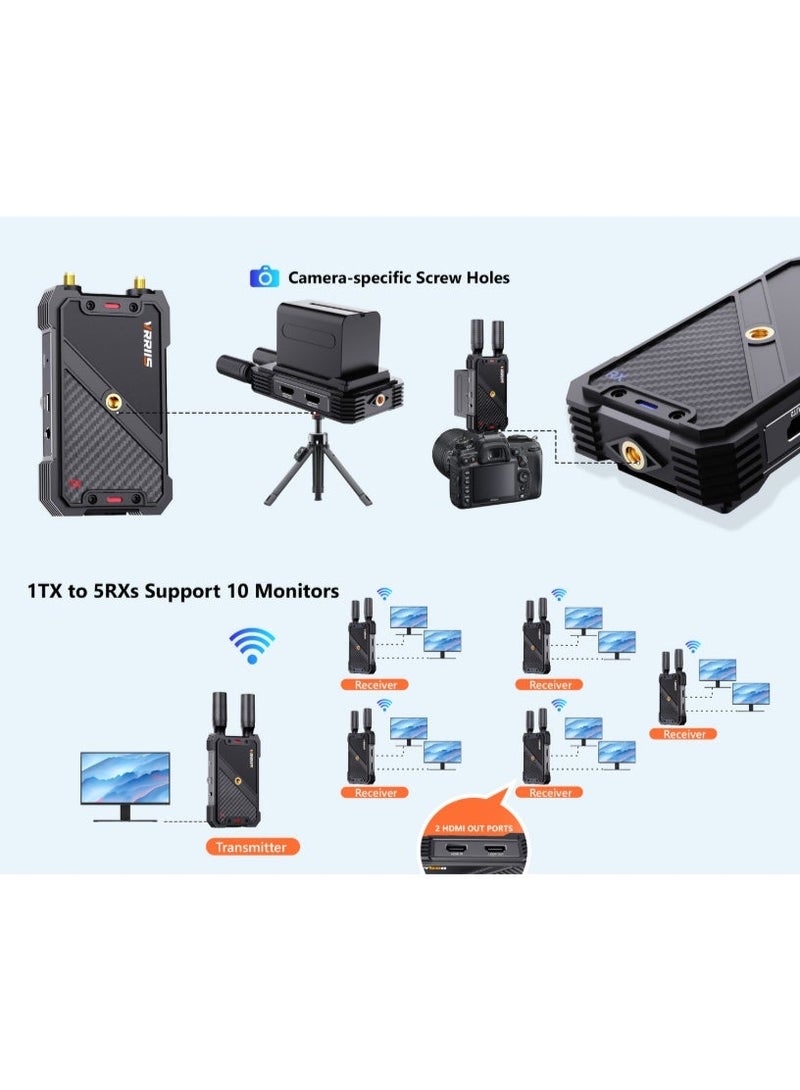موسع HDMI لاسلكي VRRIIS 400 متر، مجموعة جهاز إرسال واستقبال فيديو عالي الدقة 1080P (1 TX + 2 RX) - Image 5