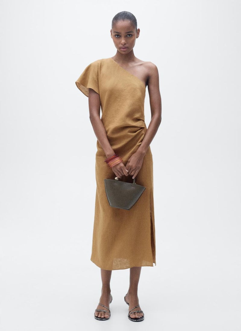 MANGO - Casual Asymmetrical Linen Dress - Image 1