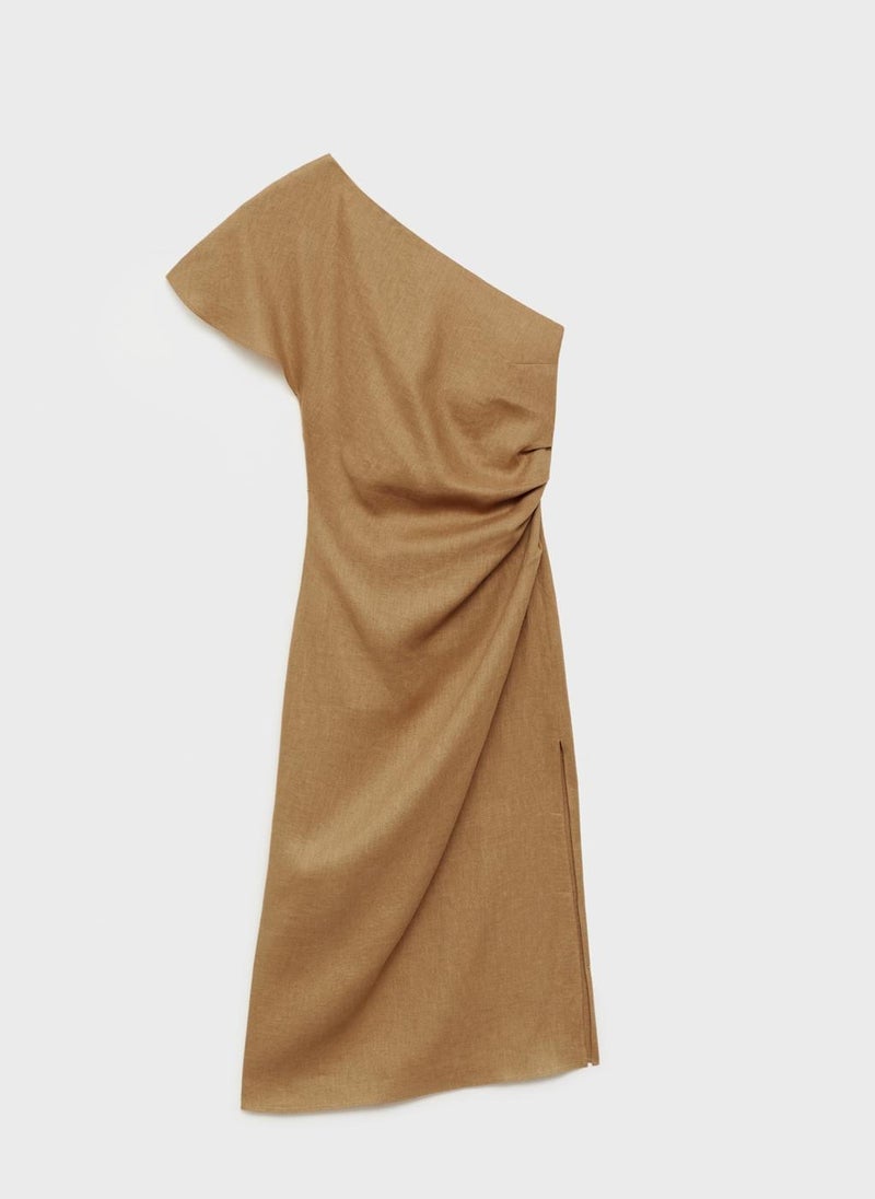 MANGO - Casual Asymmetrical Linen Dress - Image 1