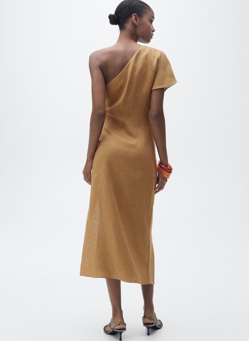MANGO - Casual Asymmetrical Linen Dress - Image 1