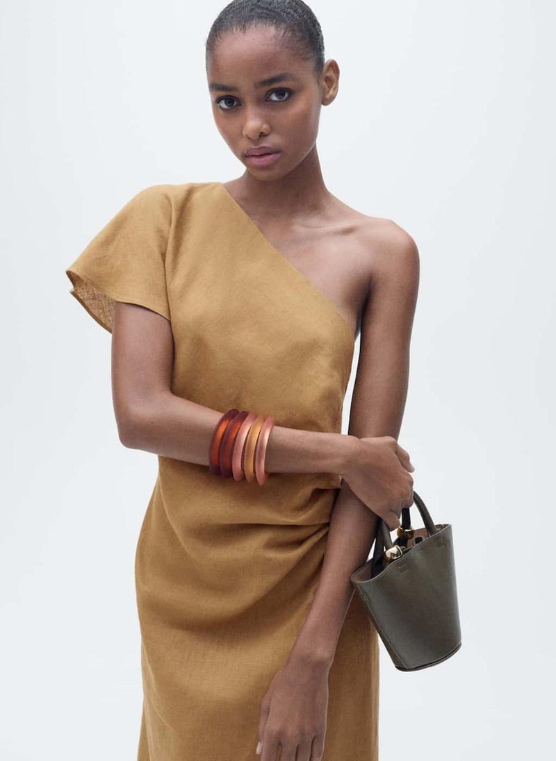 MANGO - Casual Asymmetrical Linen Dress - Image 1