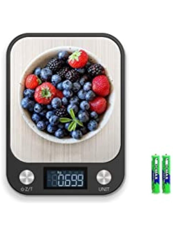 ميزان مطبخ رقمي متعدد الوظائف بشاشة LCD كبيرة ودقة عالية في حساب وزن الطعام. من 5 كجم إلى 15 كجم. تصميم أنيق ونحيف مصنوع من الاستانليس ستيل. - Image 1