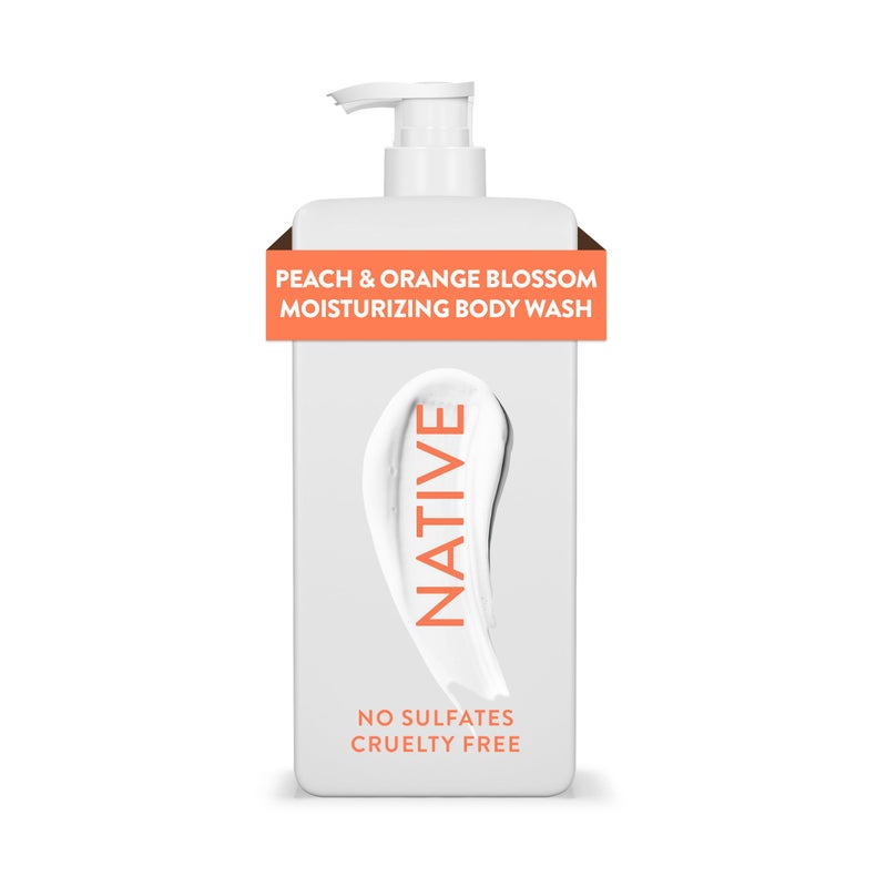 Native Moisturizing Body Wash Contains Naturally Derived Ingredients | For Women & Men, Sulfate, Dye, & Paraben Free Leaving Skin Soft and Hydrated | Peach & Orange Blossom 18 oz - Image 1
