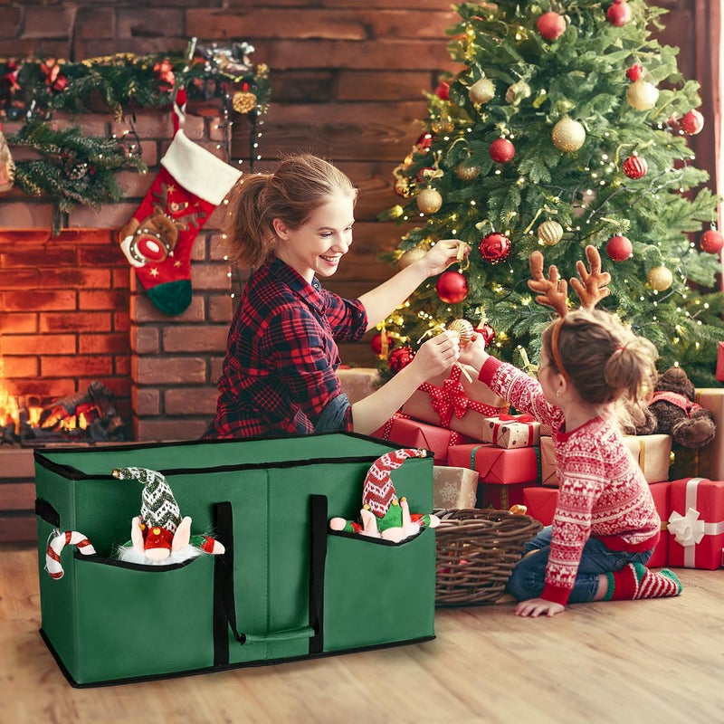 BROSYDA Christmas Ornament Storage Box, Ornament Storage Organizer Fits 128 of 3 inch Ornament Balls, 8 Removable Tray Ornaments Storage Containers with Dividers to Store Xmas Holiday Decor(Green) - Image 2