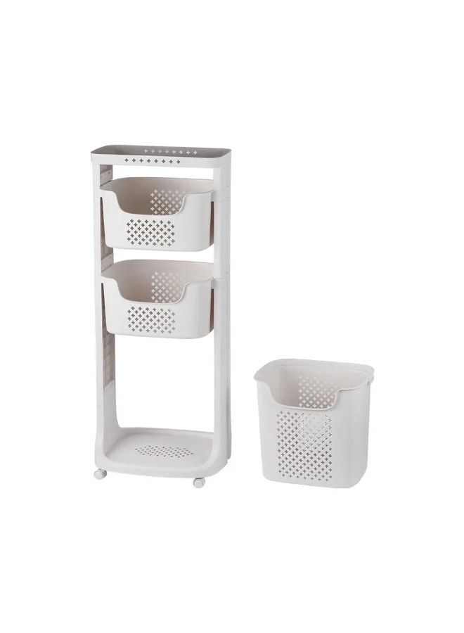 DANUBE HOME Magnus 3 Tier Laundry Cart With Basket Grey 43.5X34.5X106.5Cm