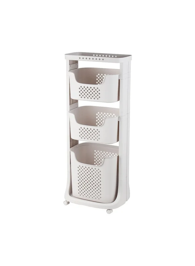 DANUBE HOME Magnus 3 Tier Laundry Cart With Basket Grey 43.5X34.5X106.5Cm