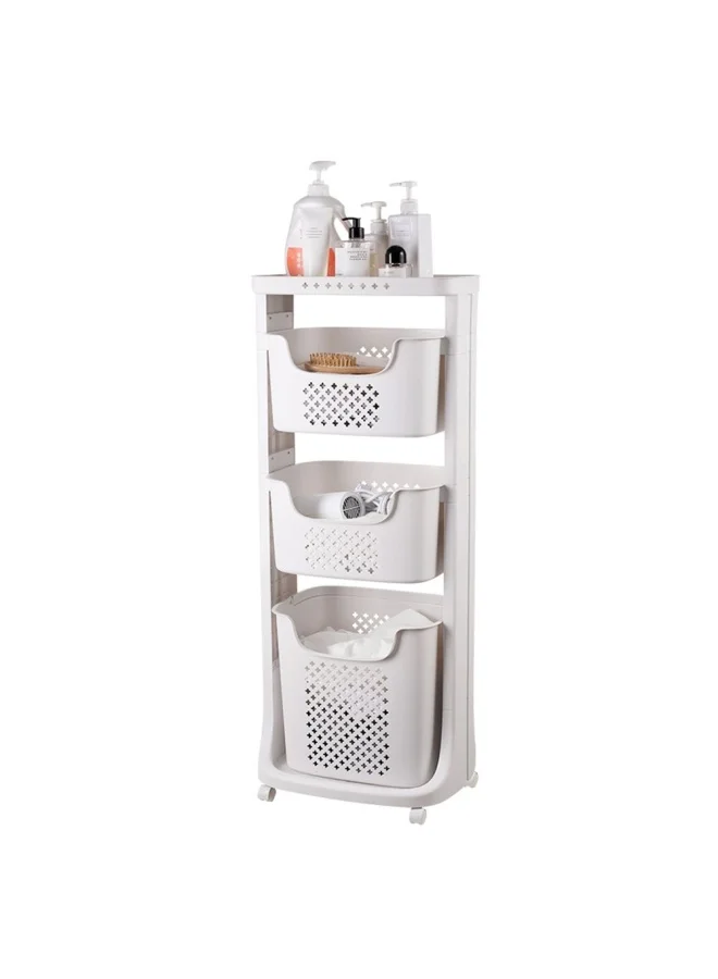 DANUBE HOME Magnus 3 Tier Laundry Cart With Basket Grey 43.5X34.5X106.5Cm